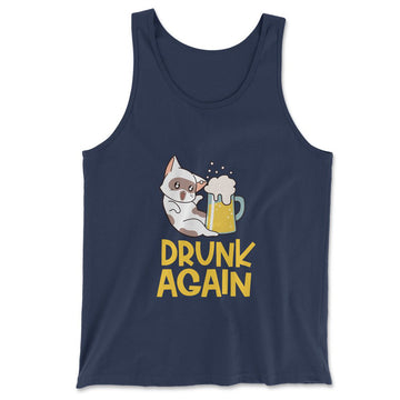 Drunk Again Men/Unisex Tank in Navy color